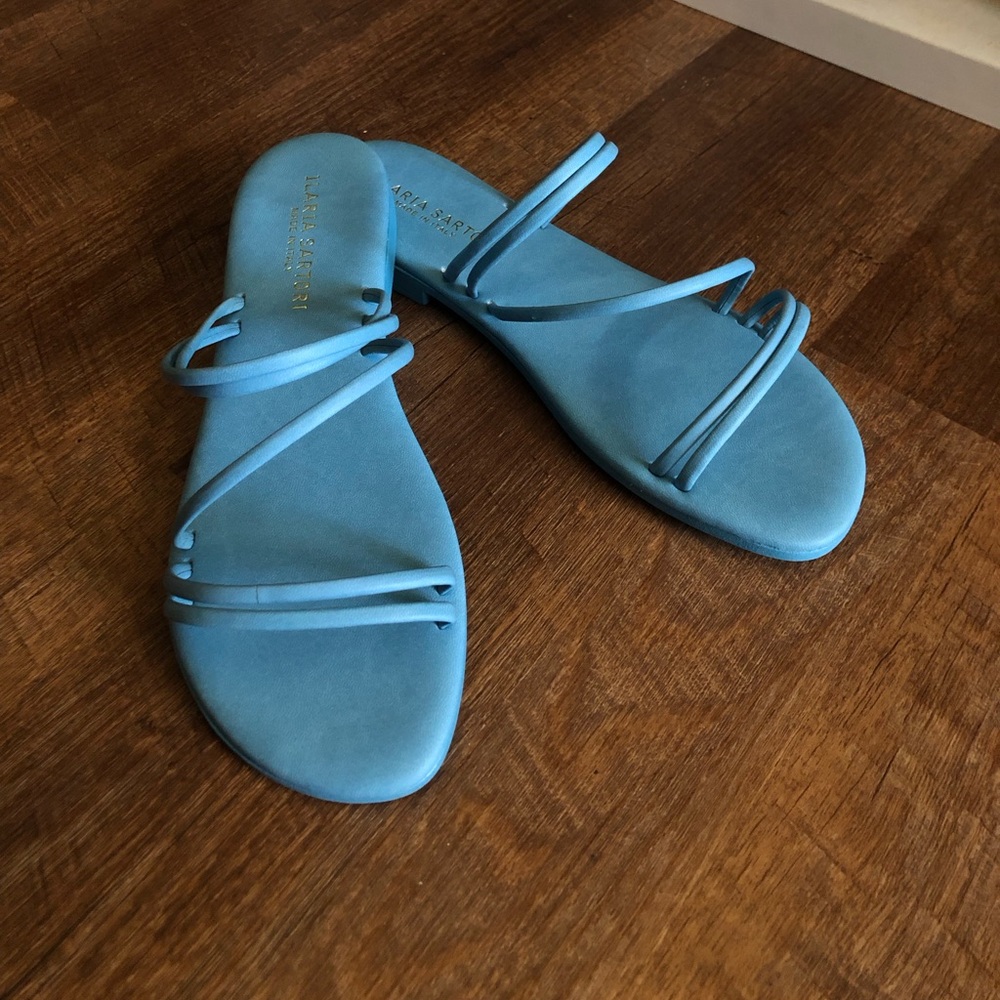 Ilaria Sartori Made In Italy Light Blue Strap Sandals Size 9, 40